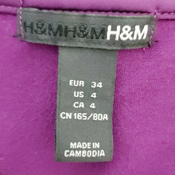H&M Purple V-neck Dress with Silky Trim Size 4 - Picture 3 of 3